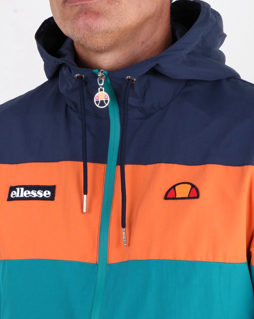 Ellesse Block Hooded Jacket Navy/Orange/Green - Image 2