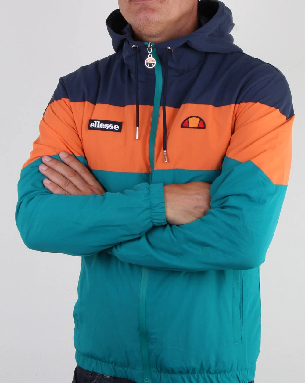 Ellesse Block Hooded Jacket Navy/Orange/Green - Image 4