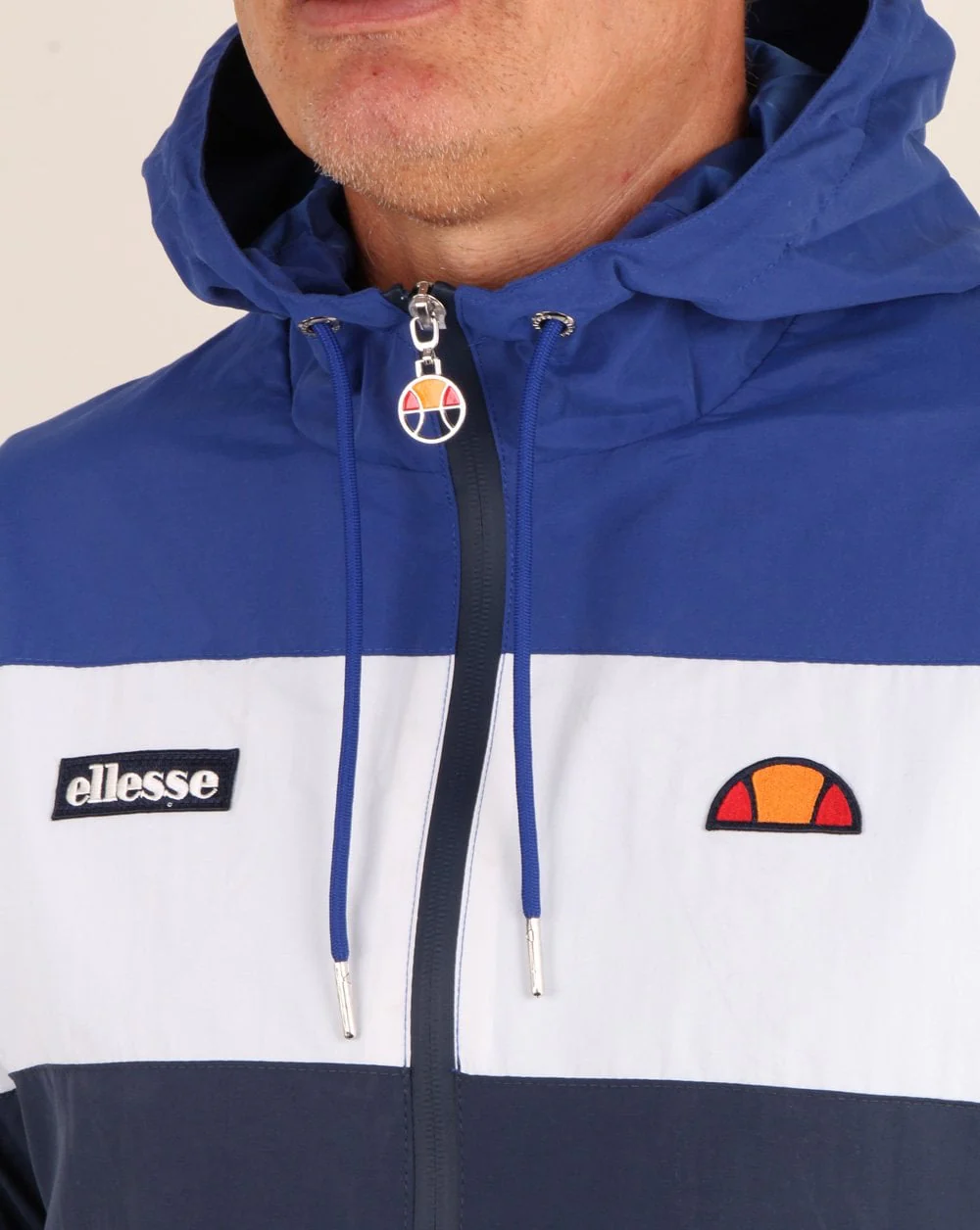 Ellesse Block Hooded Track Jacket Blue/White/Navy - Image 2