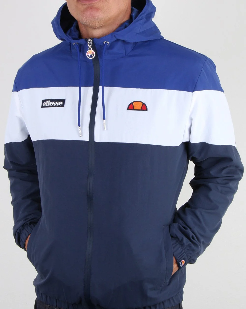 Ellesse Block Hooded Track Jacket Blue/White/Navy - Image 3