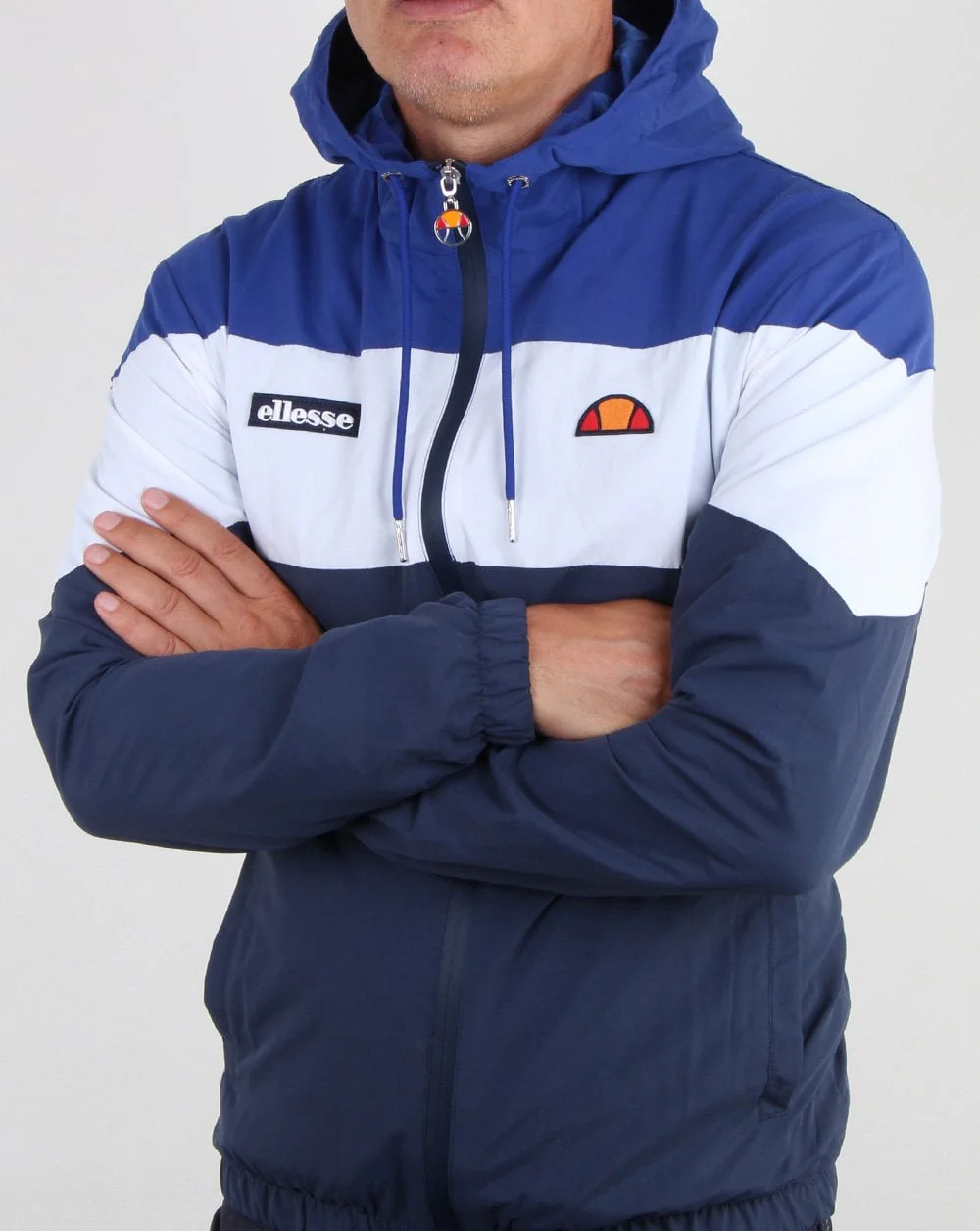 Ellesse Block Hooded Track Jacket Blue/White/Navy - Image 4