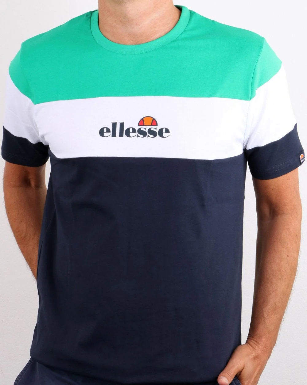 Ellesse Block T Shirt Green/White/Navy - Image 2
