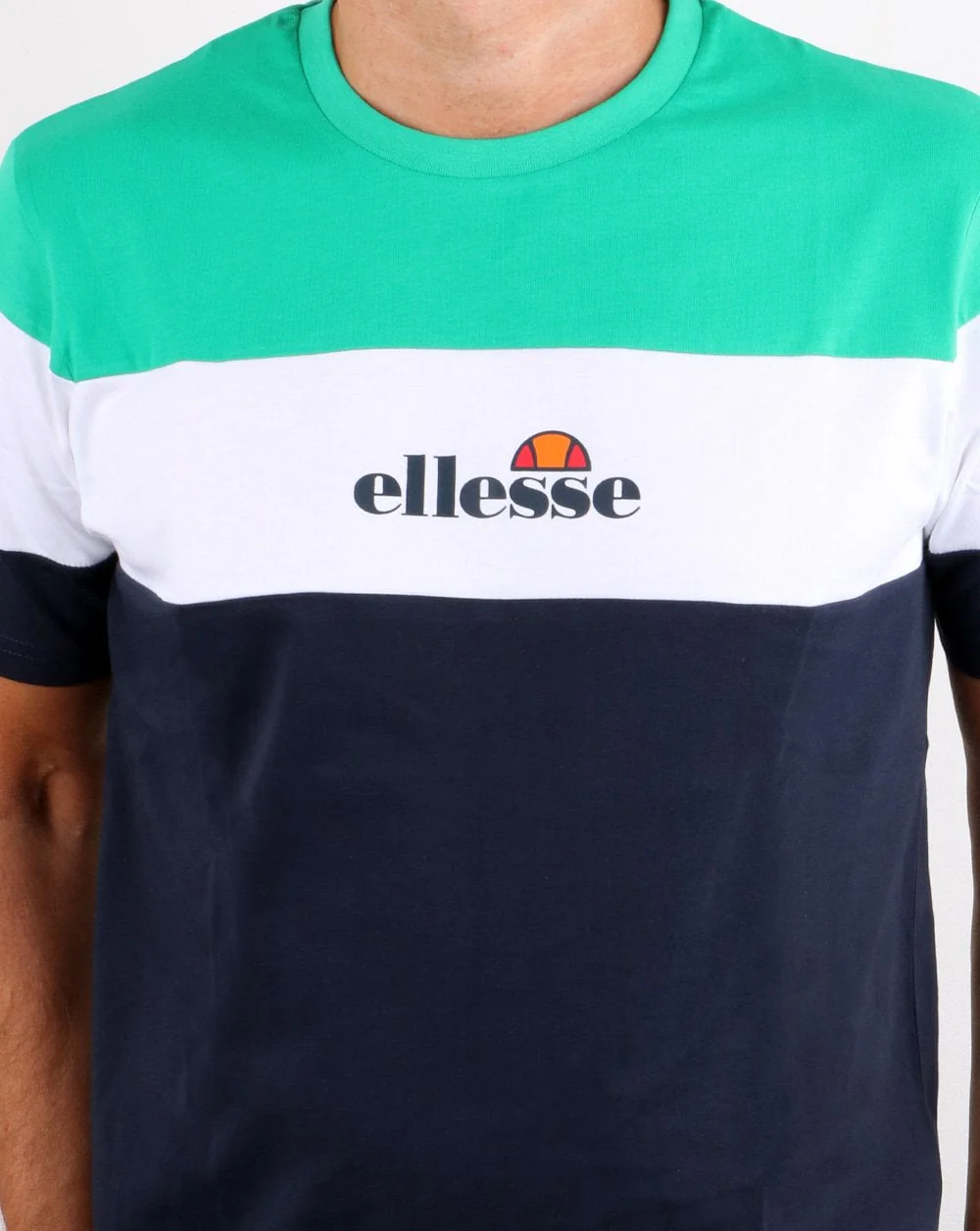 Ellesse Block T Shirt Green/White/Navy - Image 3