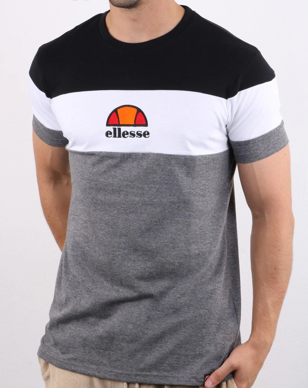 Ellesse Block T Shirt Grey/white/black - Image 2