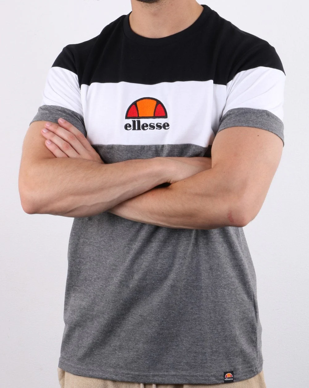 Ellesse Block T Shirt Grey/white/black - Image 3