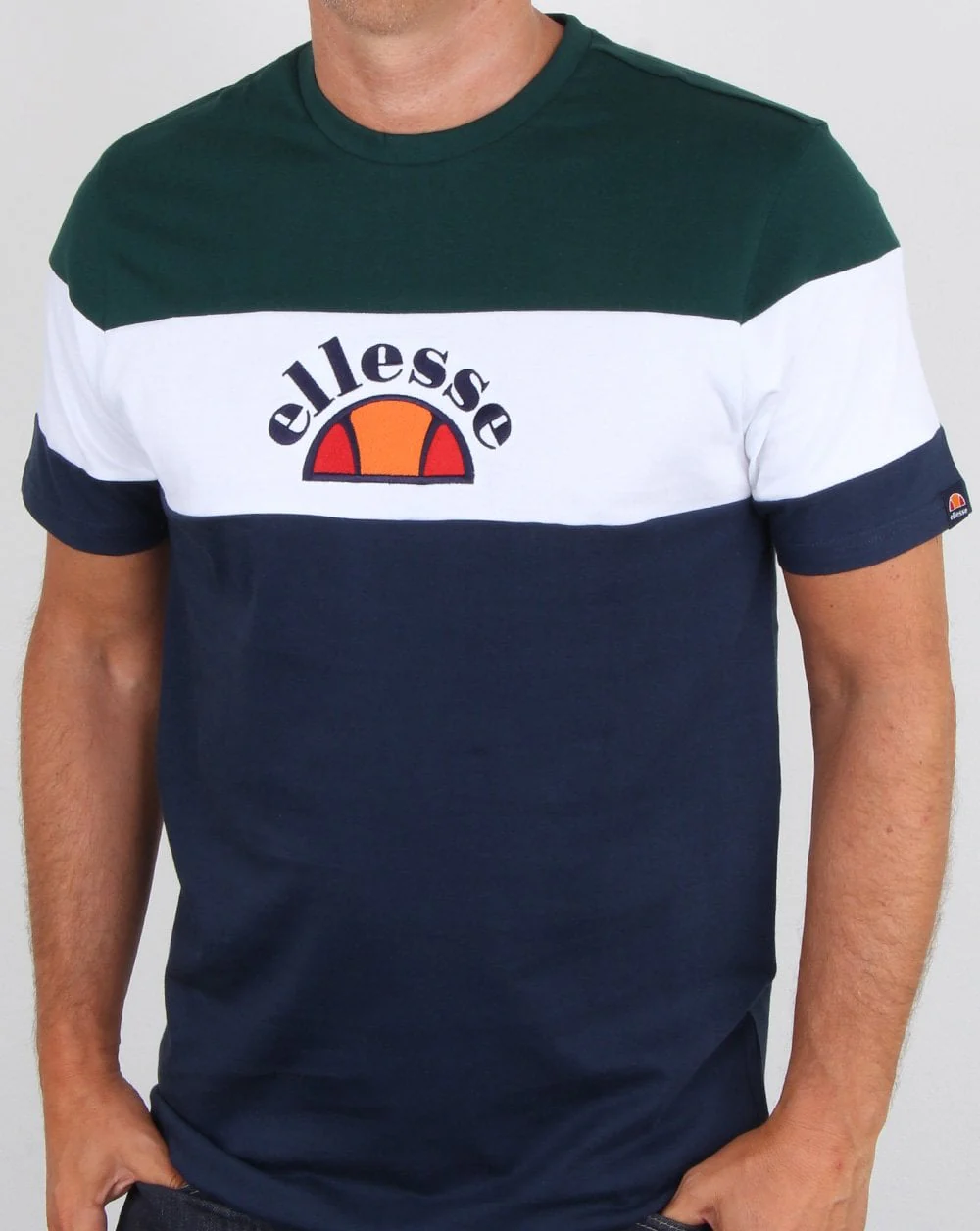 Ellesse Block T Shirt Navy/Green/white