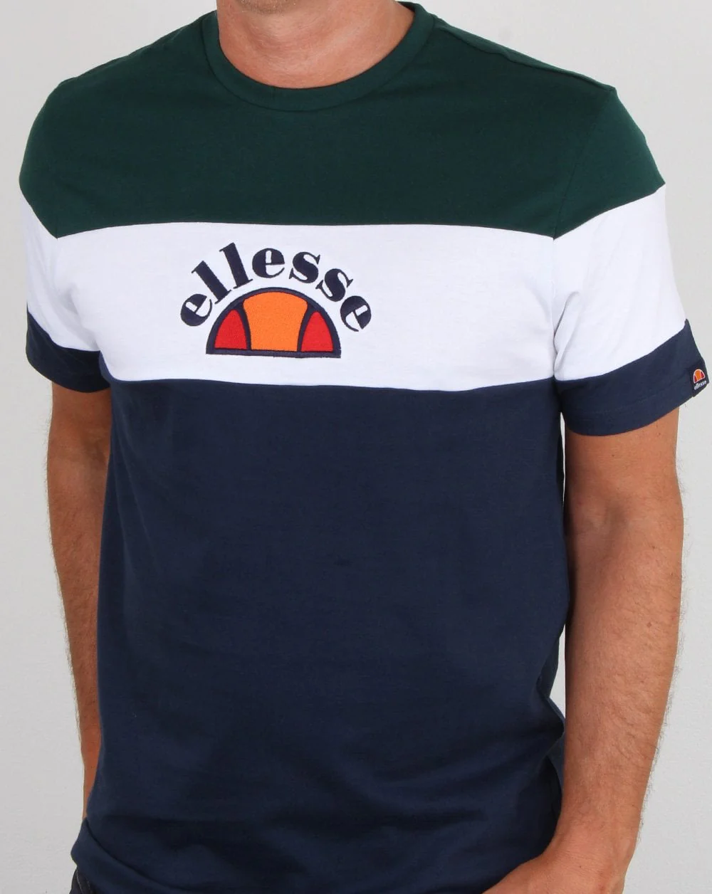 Ellesse Block T Shirt Navy/Green/white - Image 3