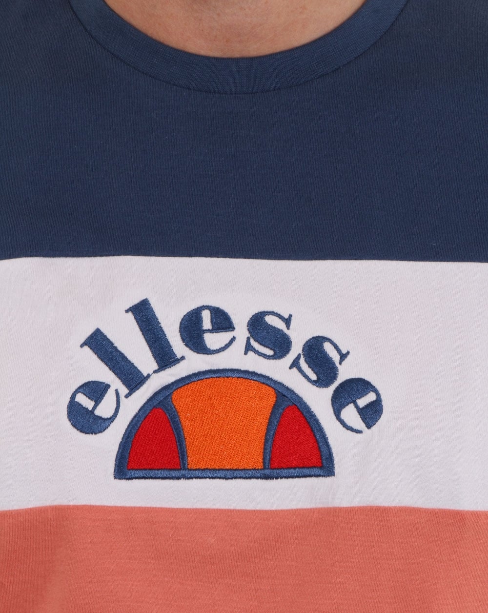 Ellesse Block T Shirt Peach/white/blue - Image 2