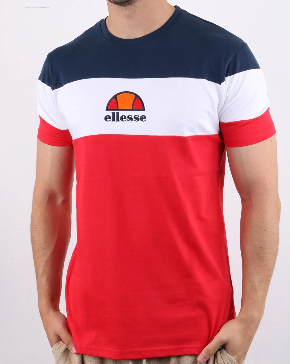 Ellesse Block T Shirt Red/white/navy