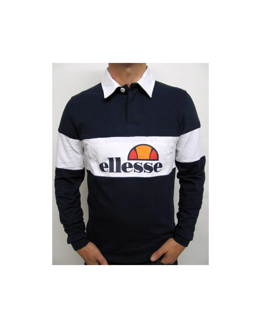 Ellesse Campari 80s Rugby Shirt Navy/White
