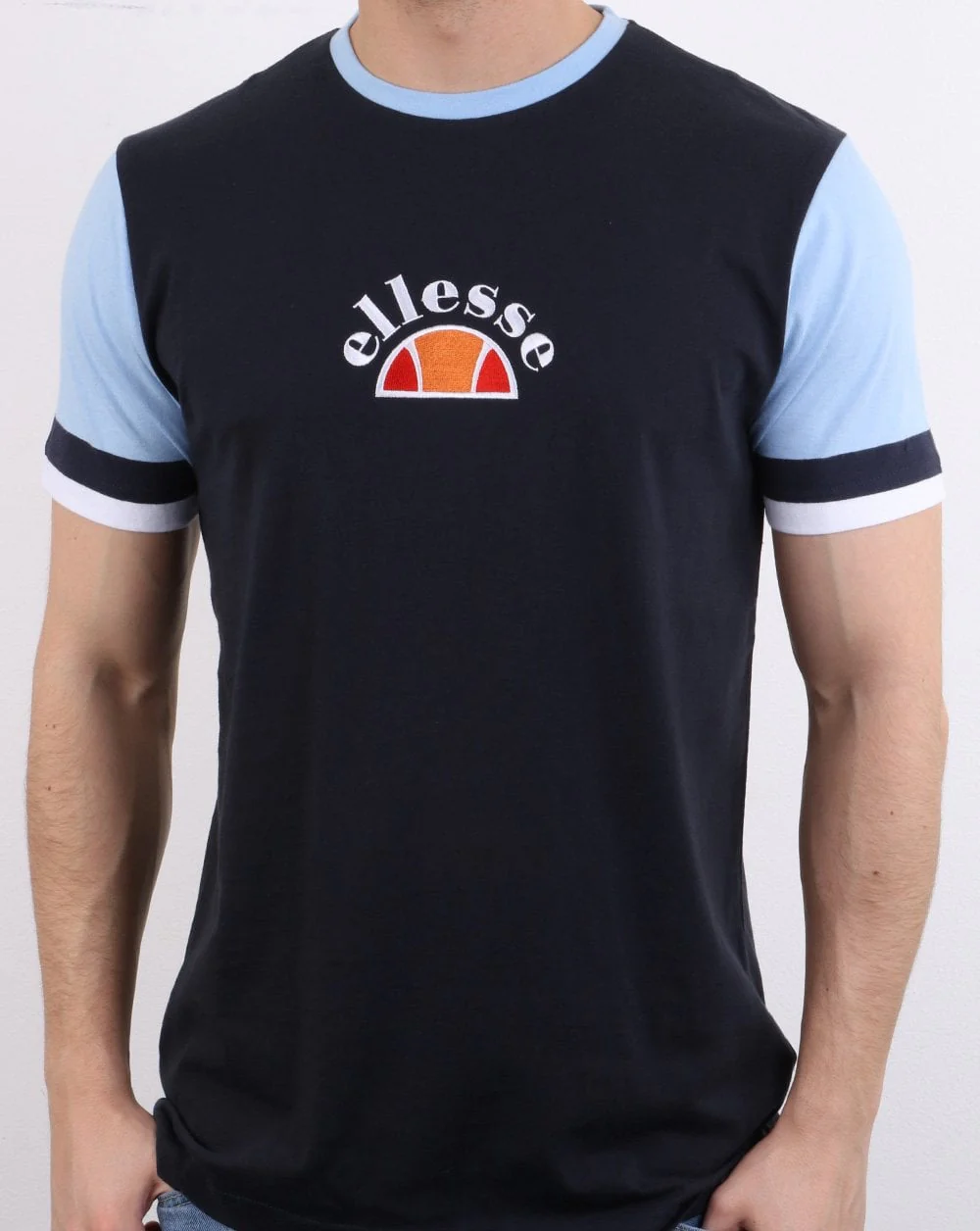 Ellesse Contrast sleeve T Shirt Navy