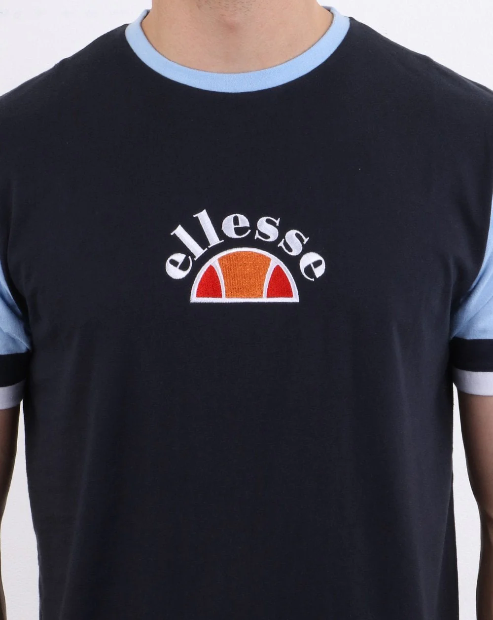 Ellesse Contrast sleeve T Shirt Navy - Image 2