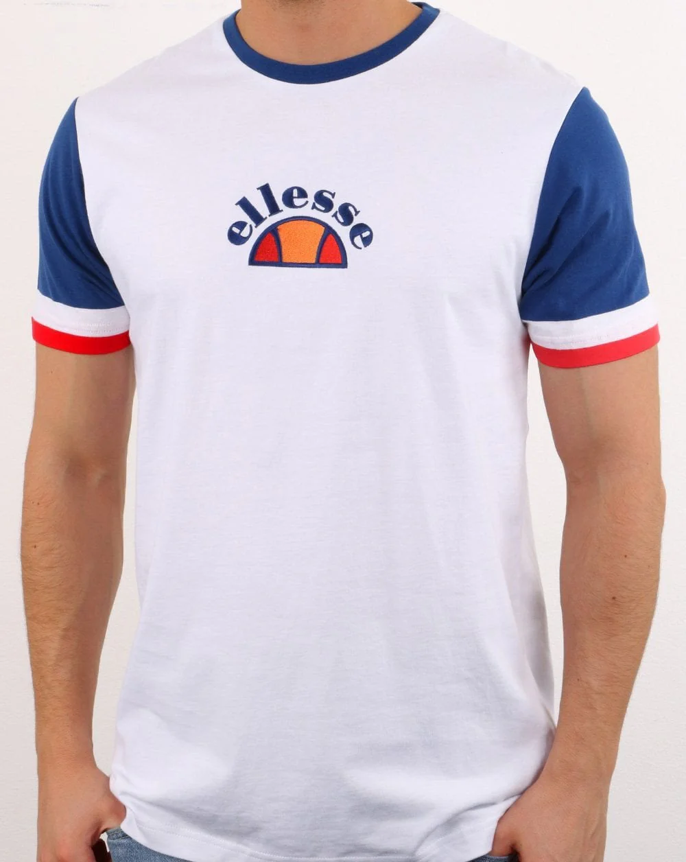 Ellesse Contrast Sleeve T Shirt White