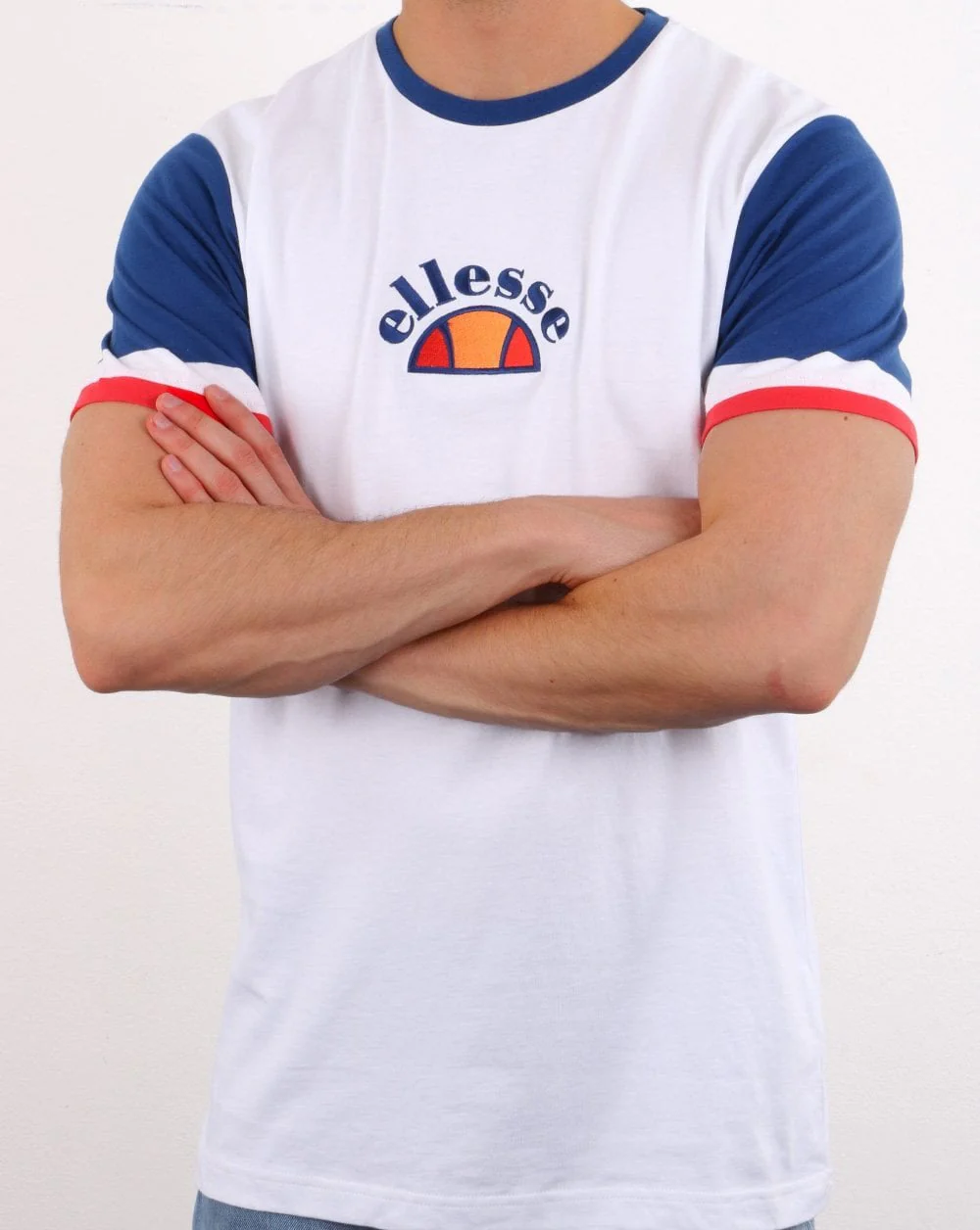 Ellesse Contrast Sleeve T Shirt White - Image 4