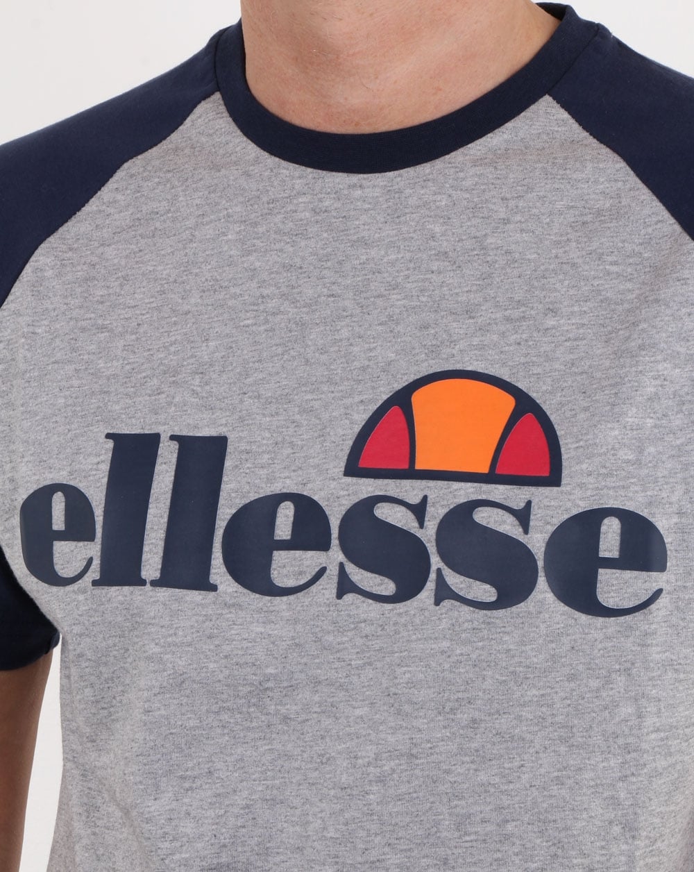 Ellesse Contrast T Shirt Grey Marl Navy - Image 2
