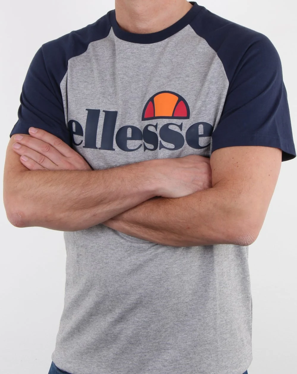 Ellesse Contrast T Shirt Grey Marl Navy - Image 3