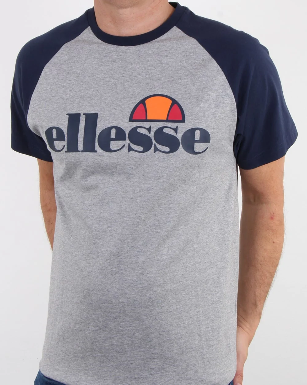 Ellesse Contrast T Shirt Grey Marl Navy - Image 4