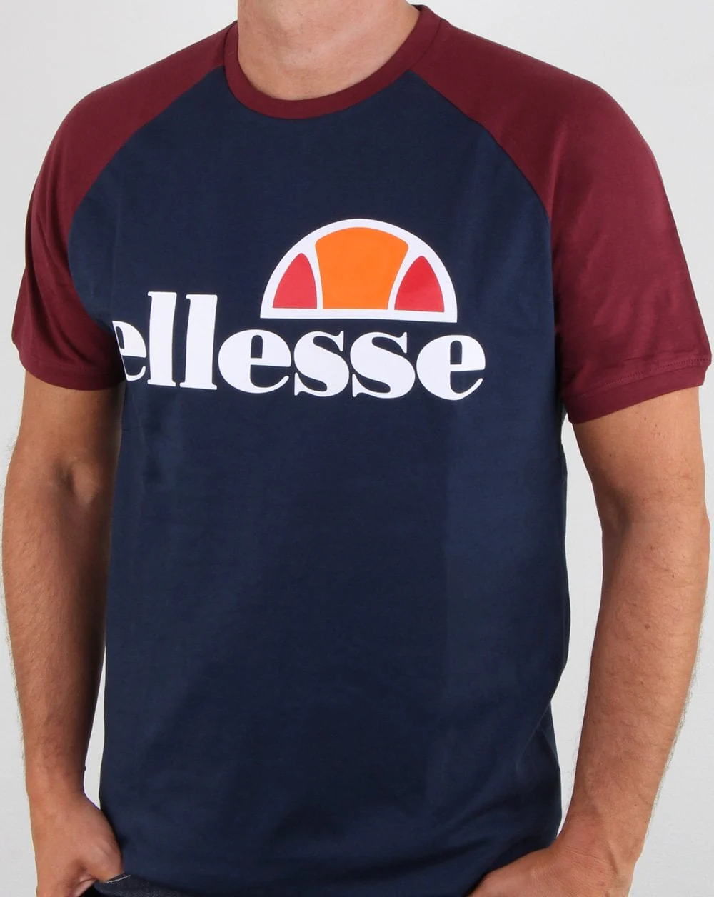 Ellesse Contrast T Shirt Navy Burgundy