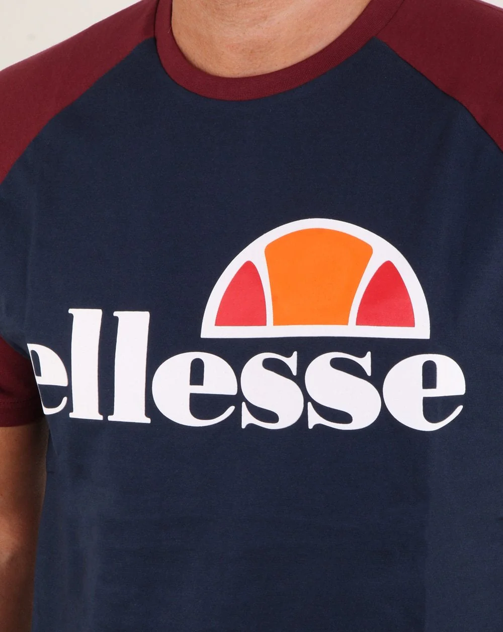 Ellesse Contrast T Shirt Navy Burgundy - Image 2