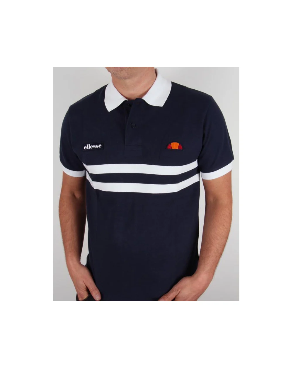 Ellesse Dorio Striped Polo Shirt Navy - Image 3