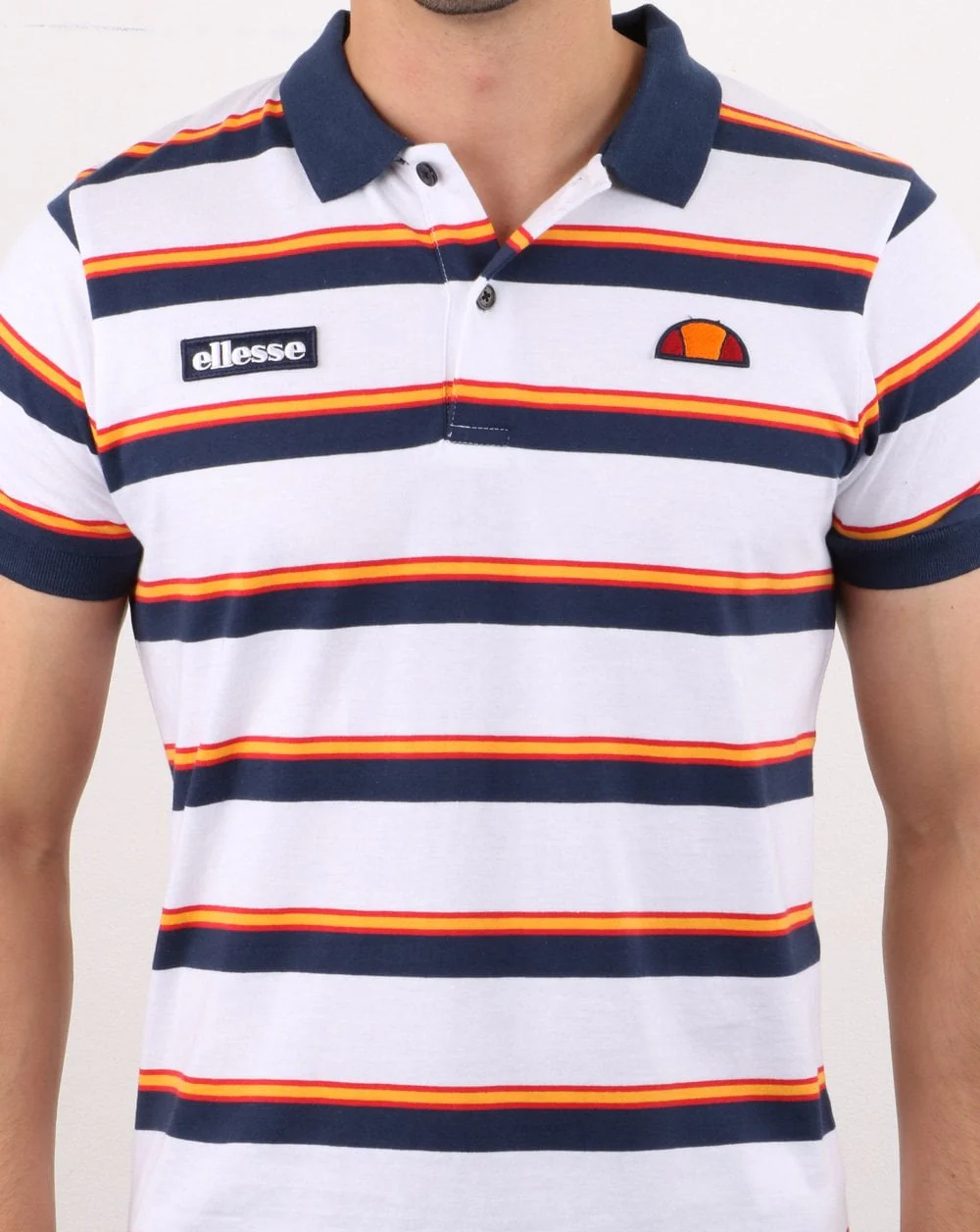 Ellesse Dual Stripe Polo Shirt White - Image 4