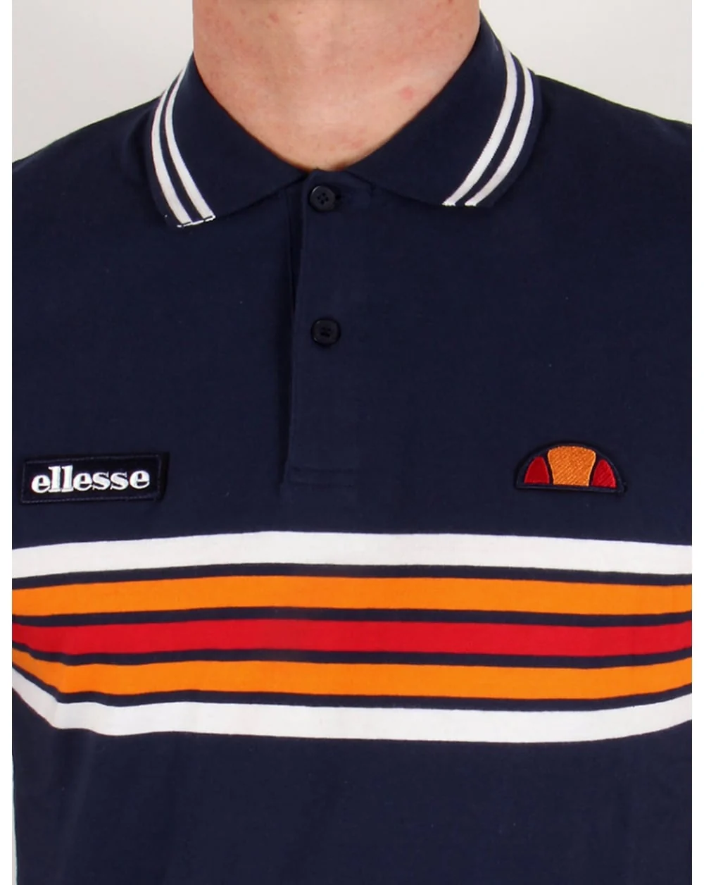 Ellesse Elite Striped Polo Shirt Navy - Image 2