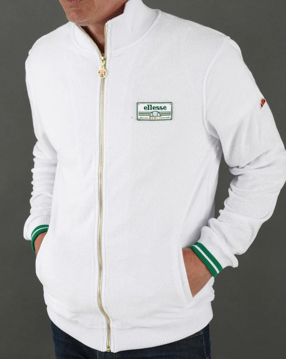 Ellesse Fallo Towelling Track Top White - Image 4