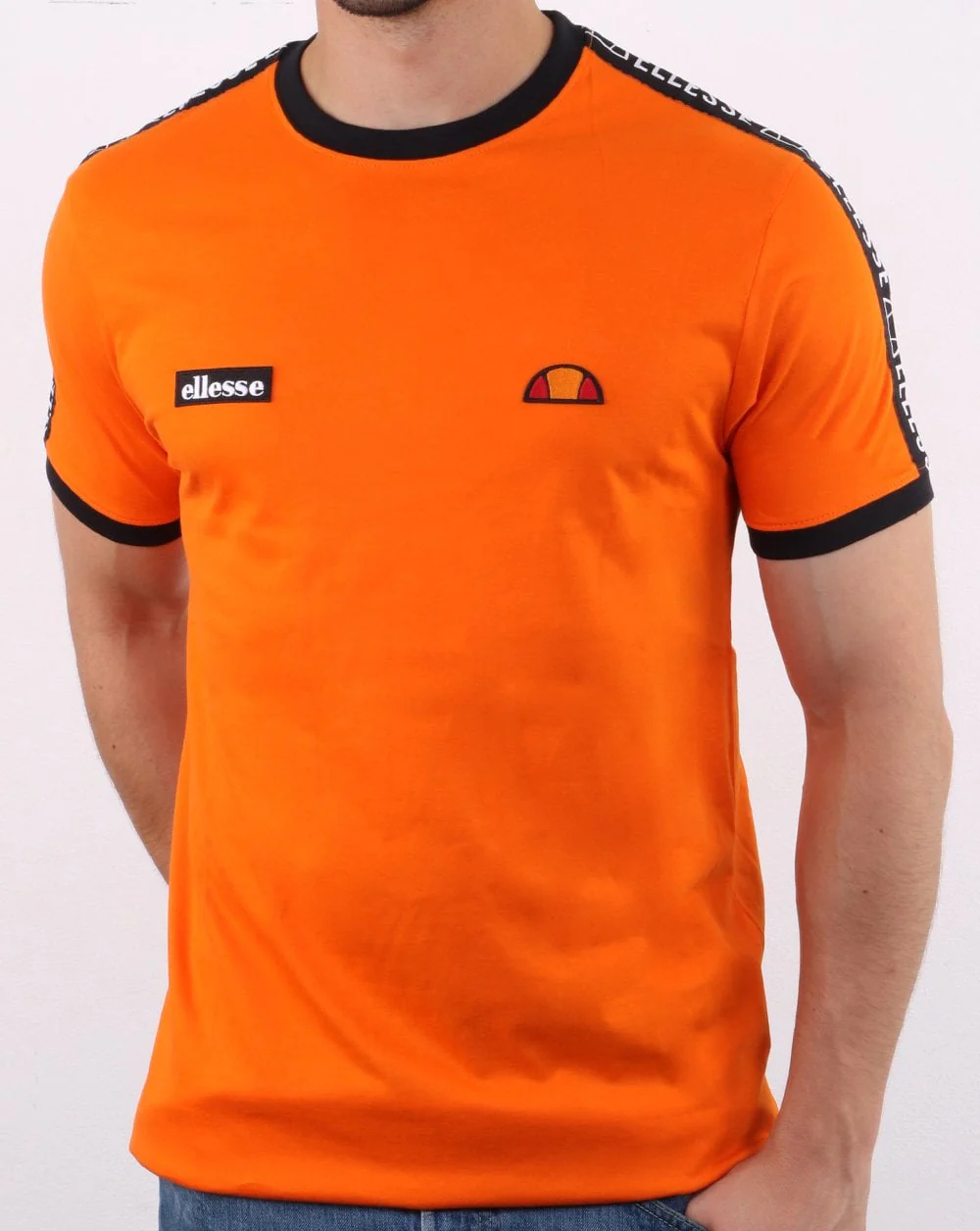 Ellesse Fede Taped T Shirt Orange - Image 3