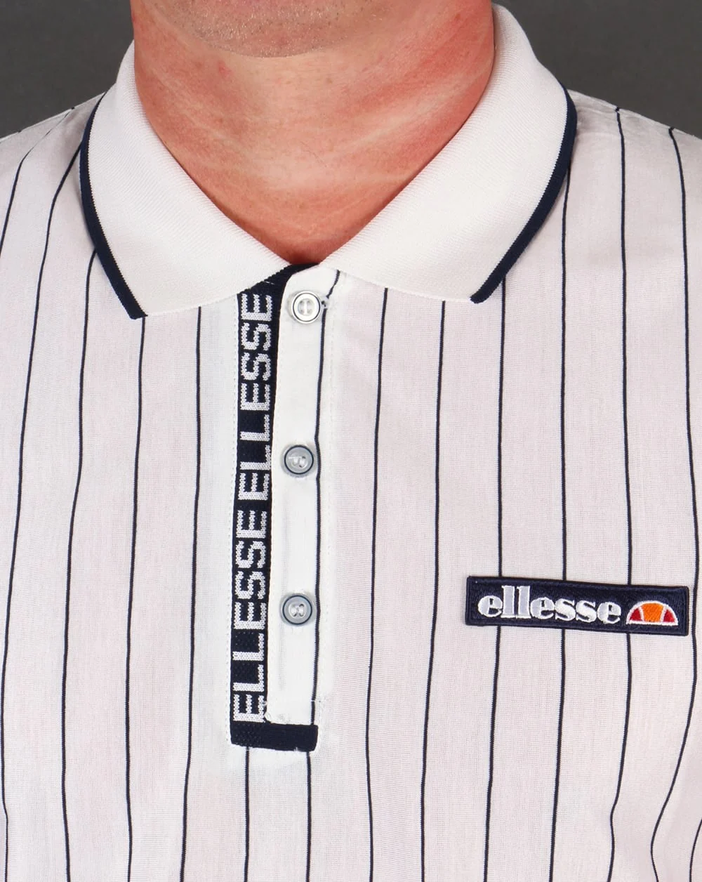 Ellesse Laz Strped Polo Shirt White - Image 2