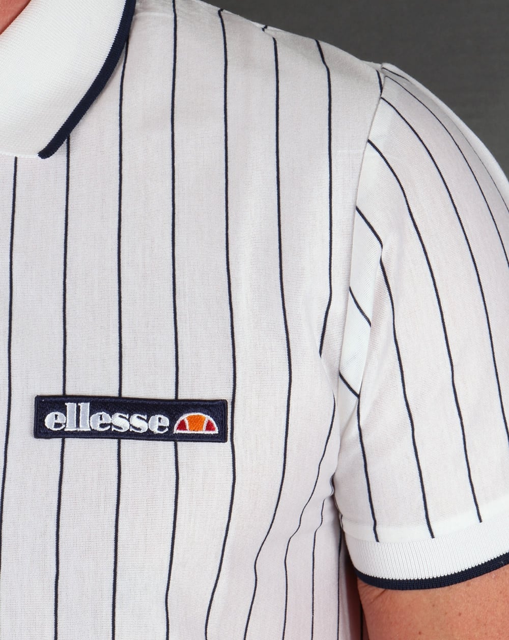 Ellesse Laz Strped Polo Shirt White - Image 3