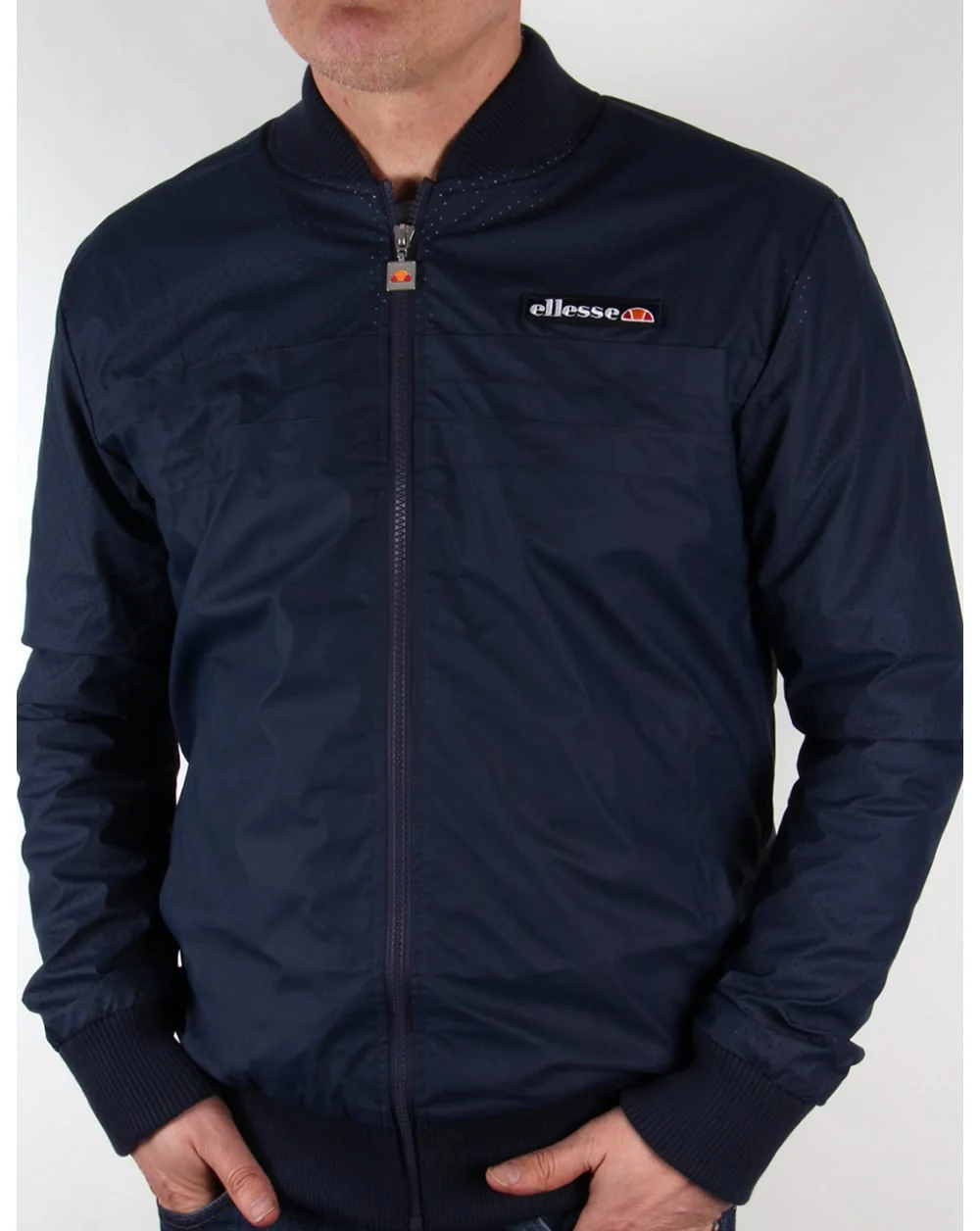 Ellesse leather look Bomber Jacket Navy - Image 2