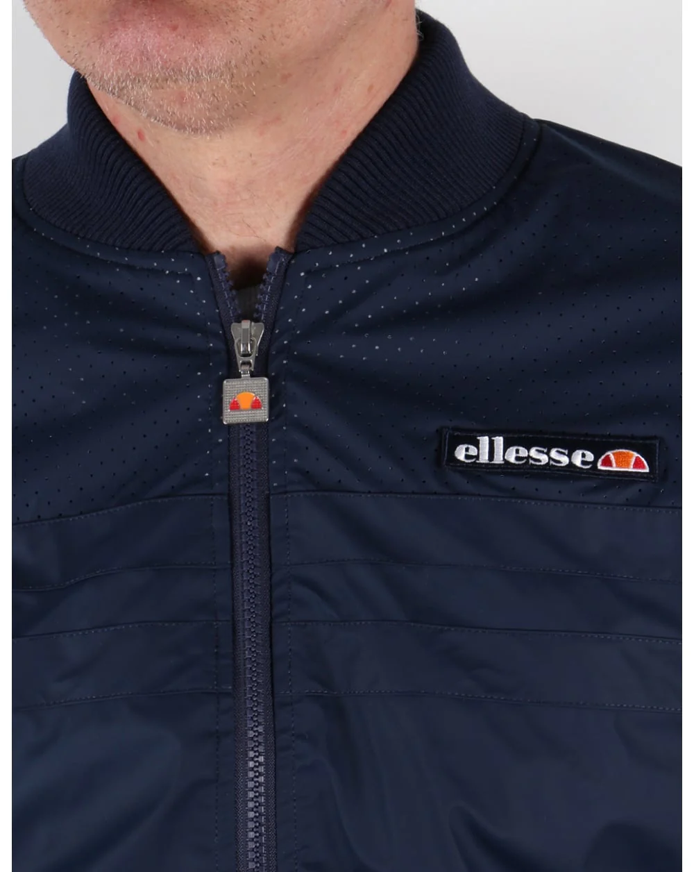 Ellesse leather look Bomber Jacket Navy - Image 3