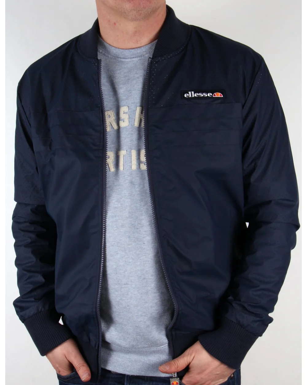 Ellesse leather look Bomber Jacket Navy - Image 4