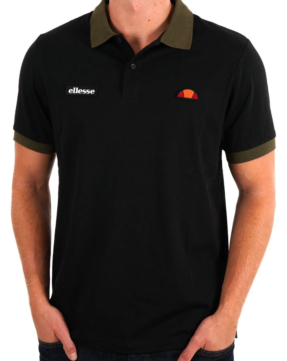 Ellesse Lessepsia Polo Shirt Black/Khaki - Image 3