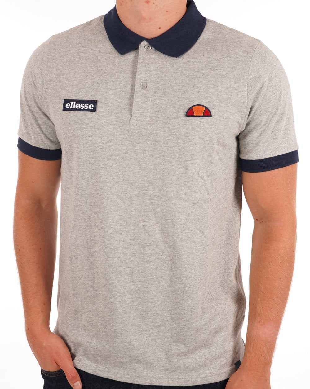 Ellesse Lessepsia Polo Shirt Grey Marl/Navy