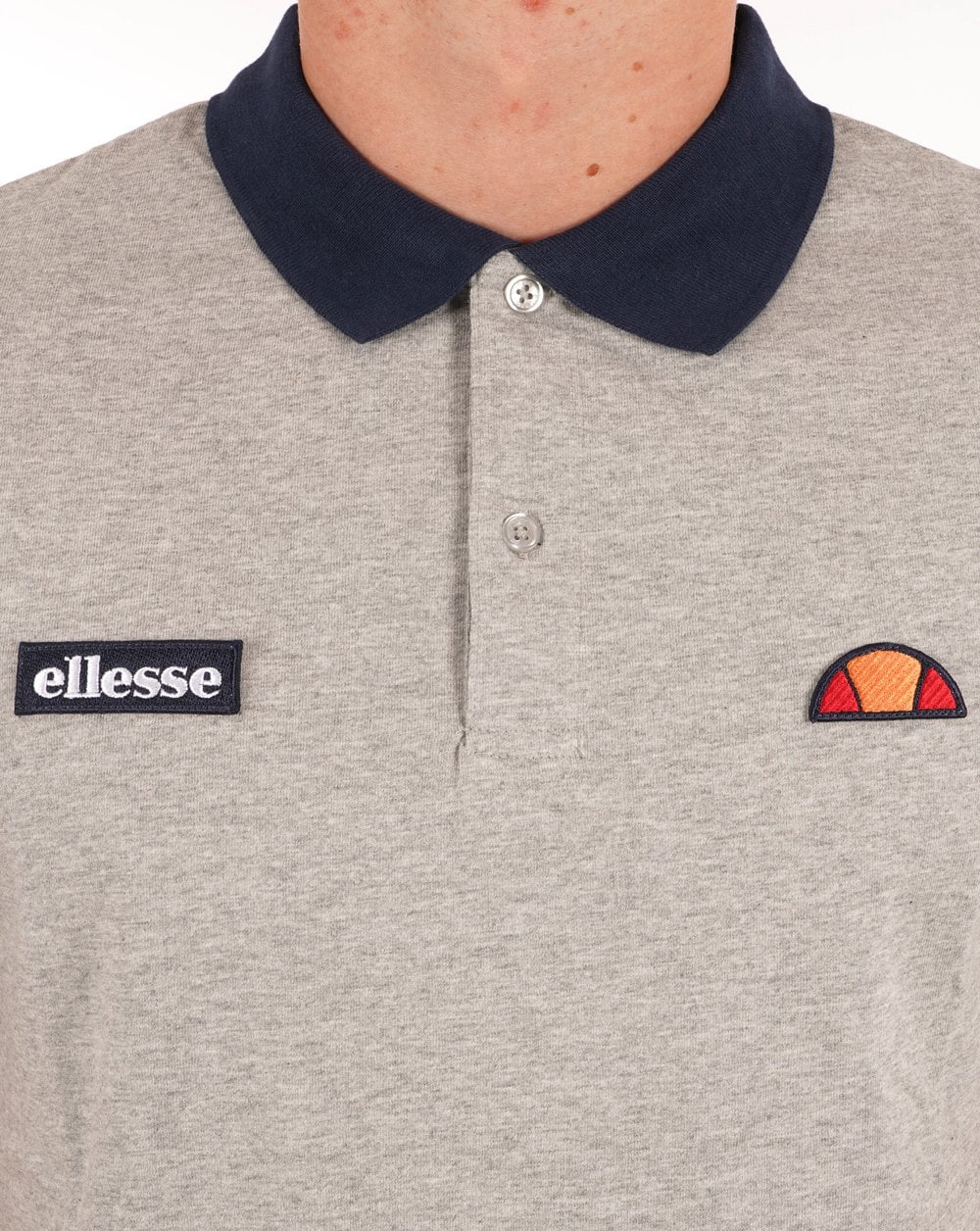 Ellesse Lessepsia Polo Shirt Grey Marl/Navy - Image 2