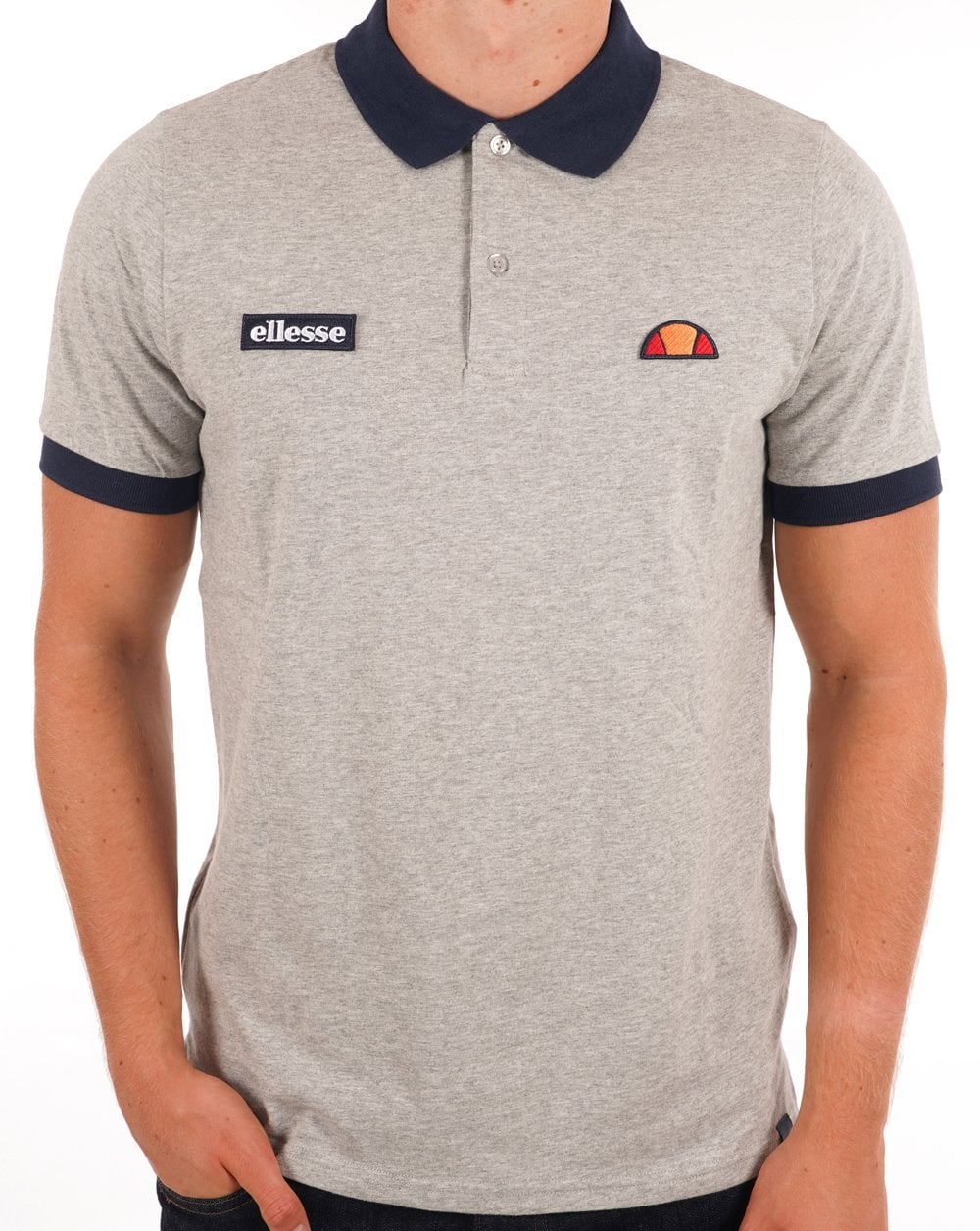 Ellesse Lessepsia Polo Shirt Grey Marl/Navy - Image 3
