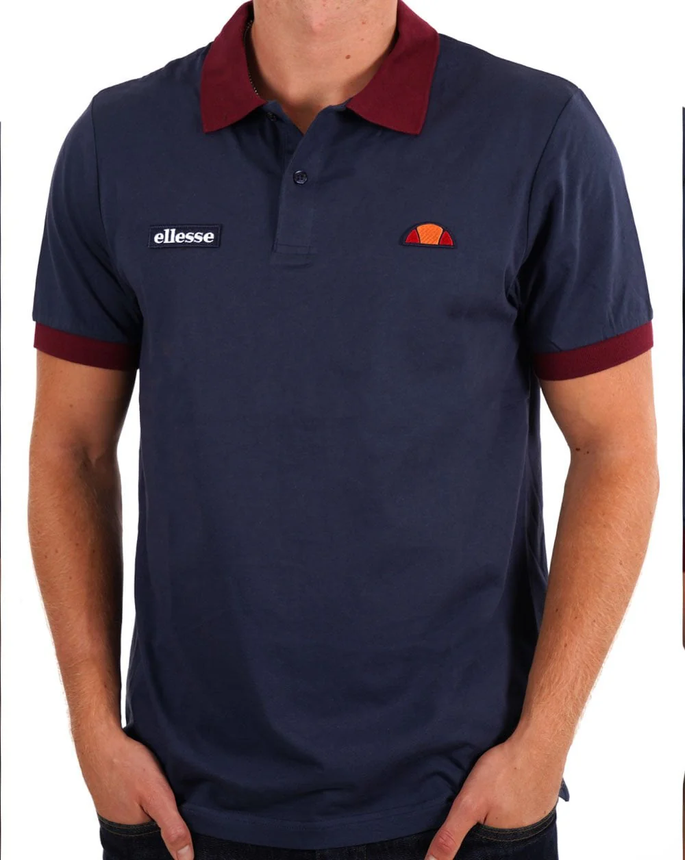 Ellesse Lessepsia Polo Shirt Navy/Burgundy - Image 3