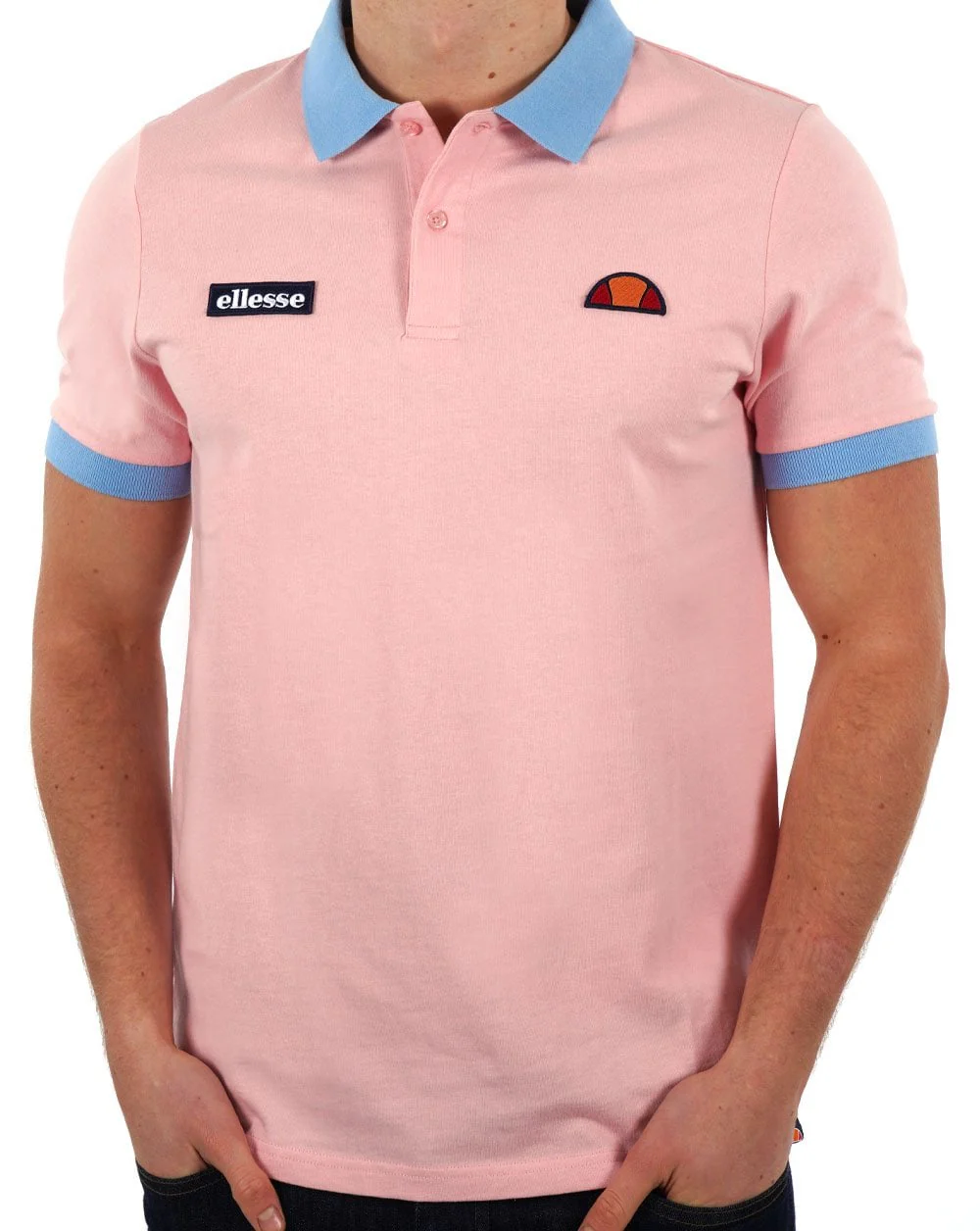 Ellesse Lessepsia Polo Shirt Pink/Sky Blue - Image 3