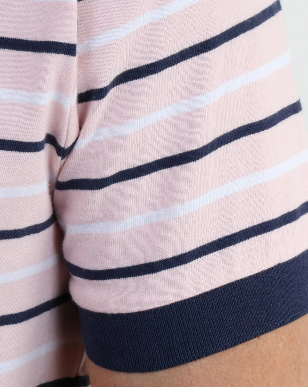 Ellesse Light Pink Navy Striped Polo Shirt - Image 3