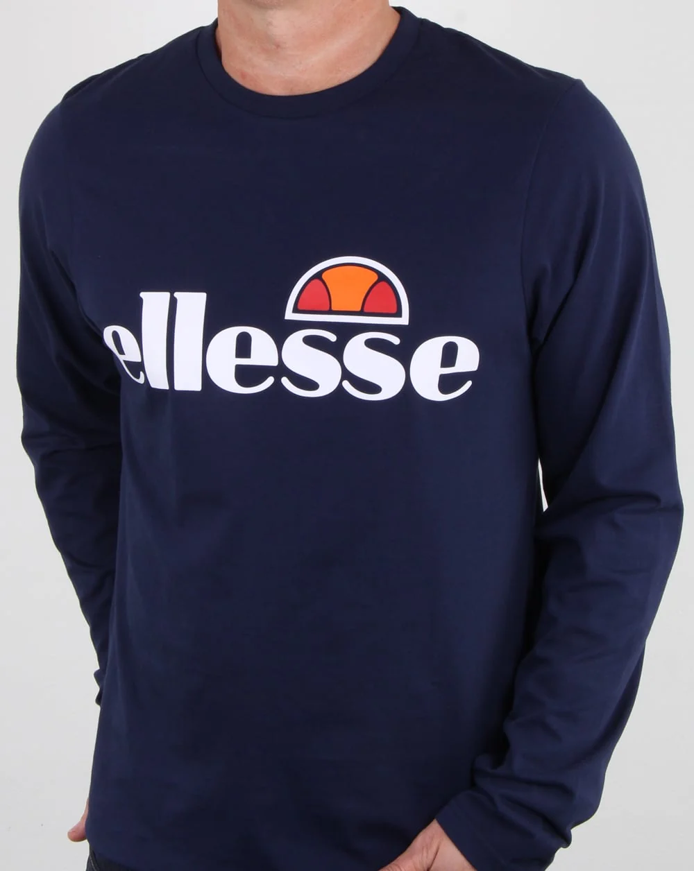 Ellesse Logo Long Sleeve T Shirt Navy - Image 3