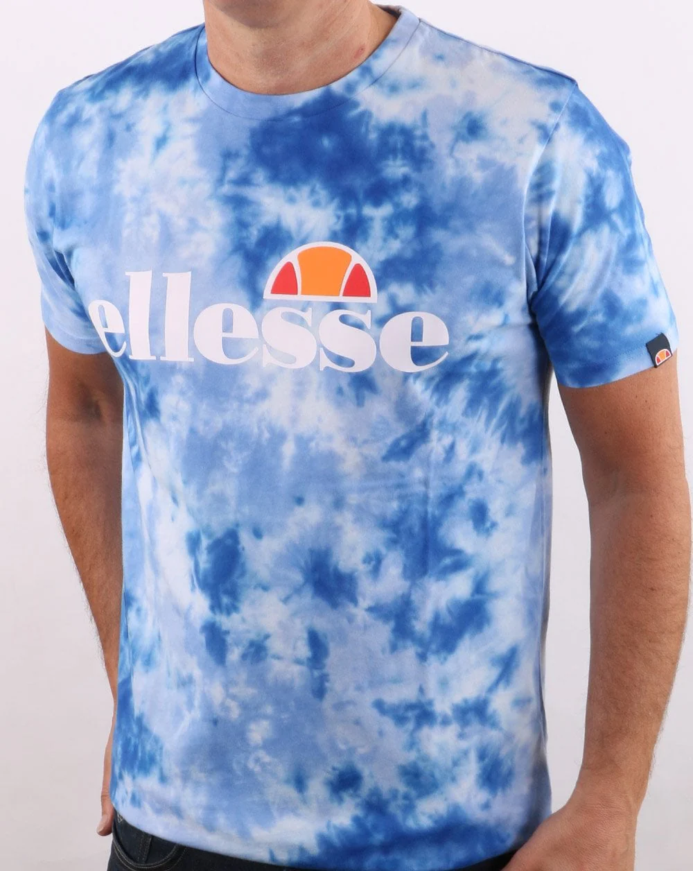 Ellesse Logo T Shirt Tie Dye Blue - Image 2