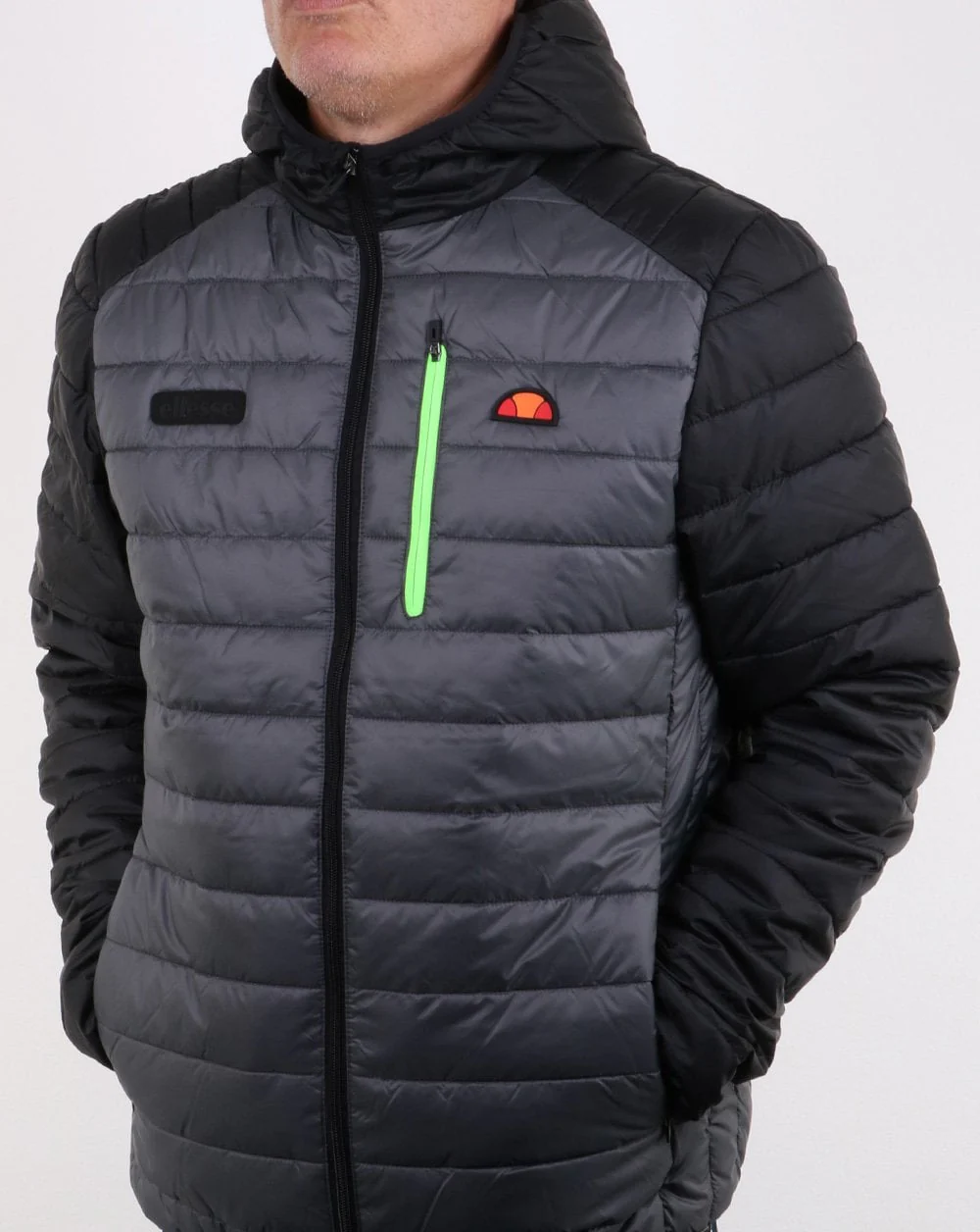 Ellesse Lombardy Two Tone Jacket Black/grey - Image 3
