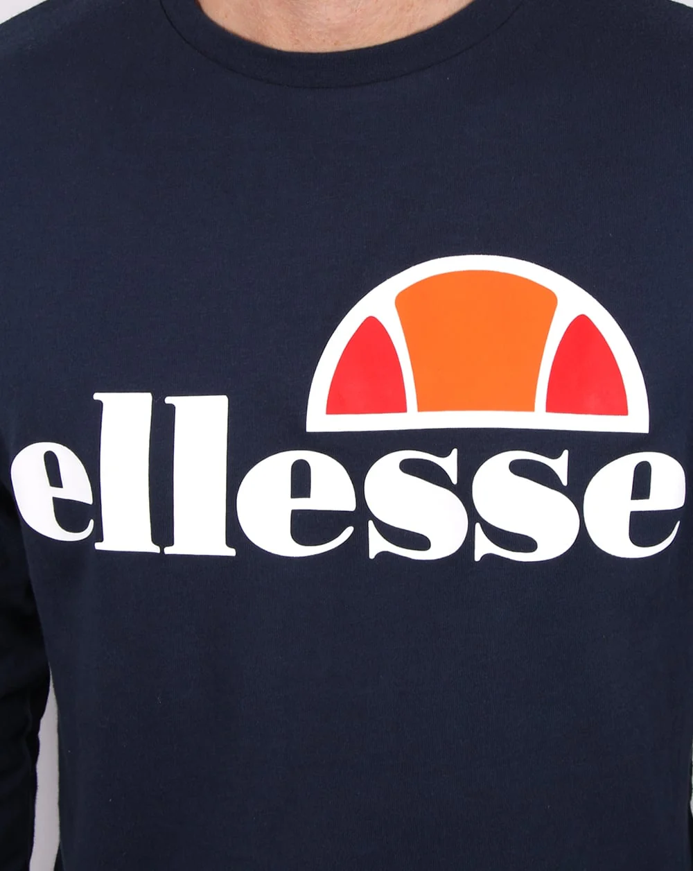 Ellesse Long Sleeve T Shirt Navy - Image 2