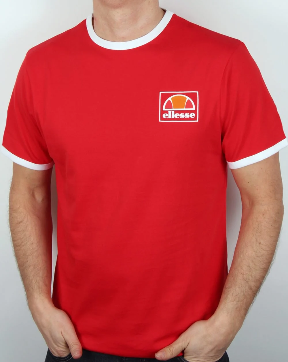 Ellesse Montefello Ringer T Shirt Red - Image 3