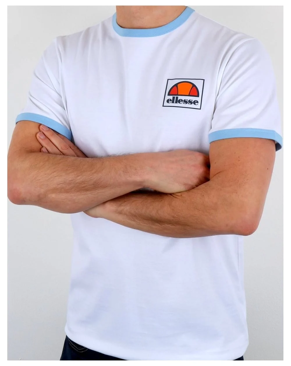 Ellesse Montefello Ringer T Shirt White/Sky Blue - Image 2