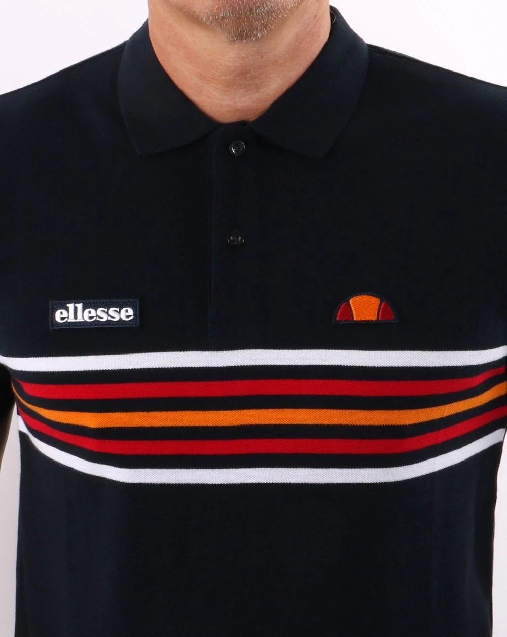 Ellesse Multi Stripe Polo Shirt Navy - Image 2
