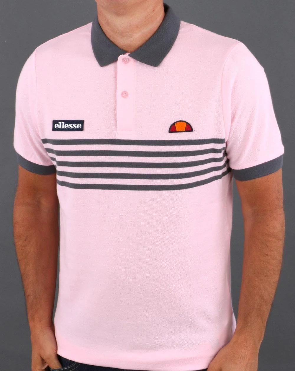 Ellesse Multi Stripe Polo Shirt Pink
