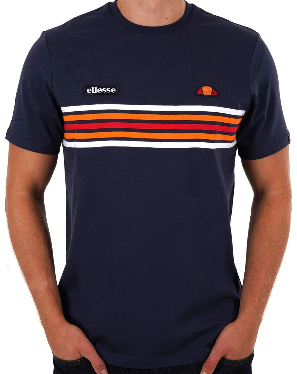 Ellesse Multi Stripe T Shirt Navy