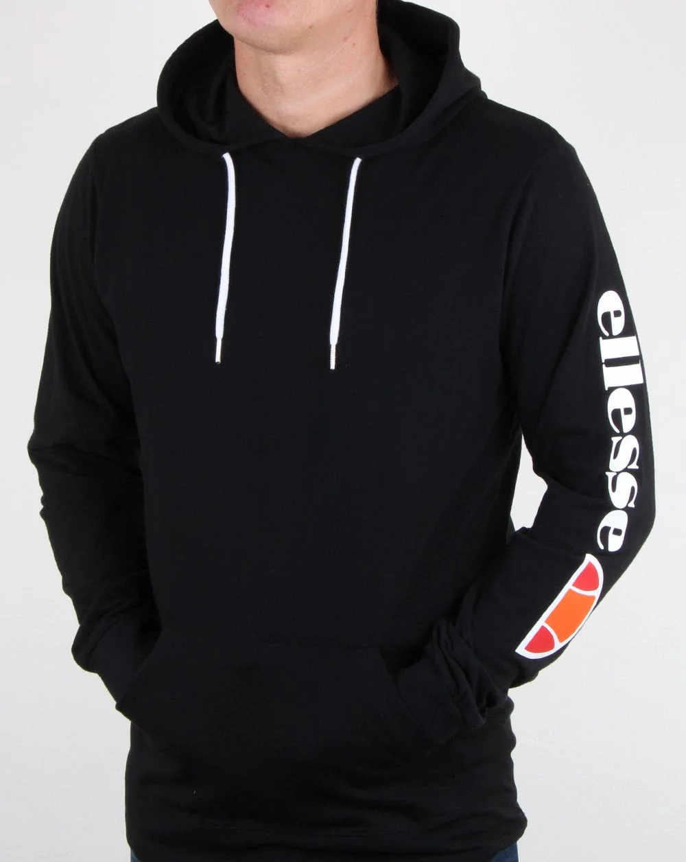 Ellesse Oratoria Hooded Long Sleeve T Shirt Black - Image 4